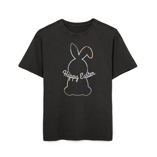 Men's Tee - Bunny Frame Happy Easter Acid Washed Oversize Shirt
