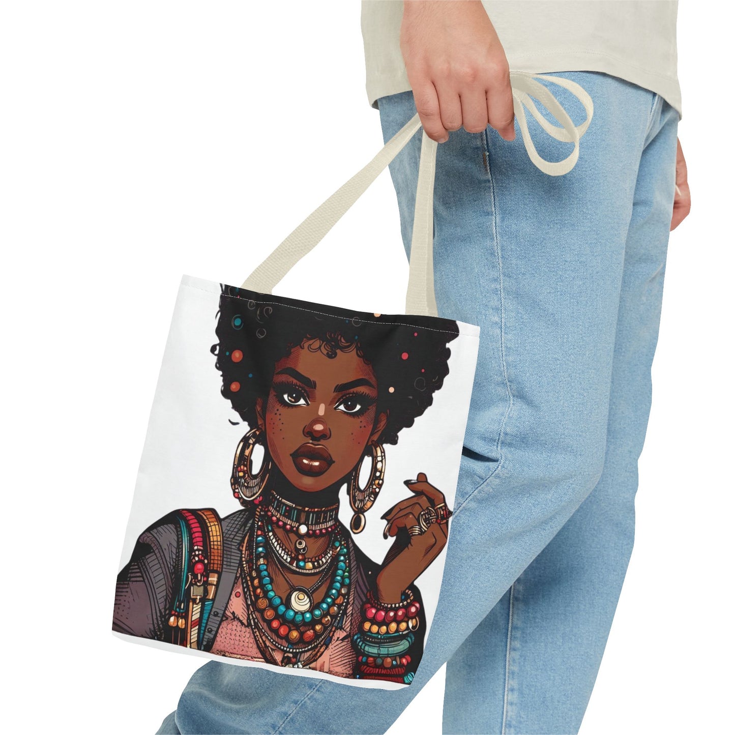 Boho Chic Tote Bag - Afrocentric Art Design, Perfect for Everyday Use & Gifts