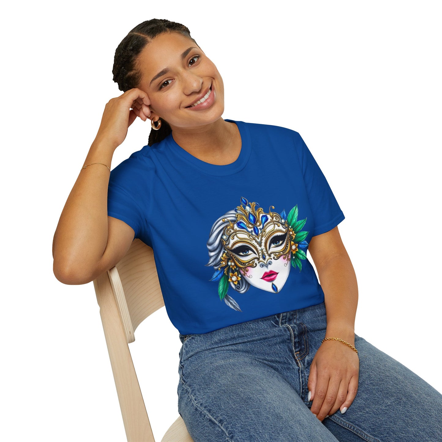Maglietta con maschera di Mardi Gras - Maglietta unisex Softstyle
