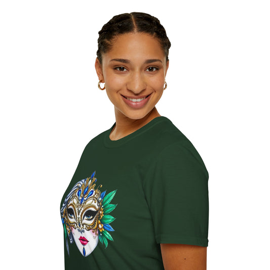Mardi Gras Mask T-Shirt - Unisex Softstyle Tee