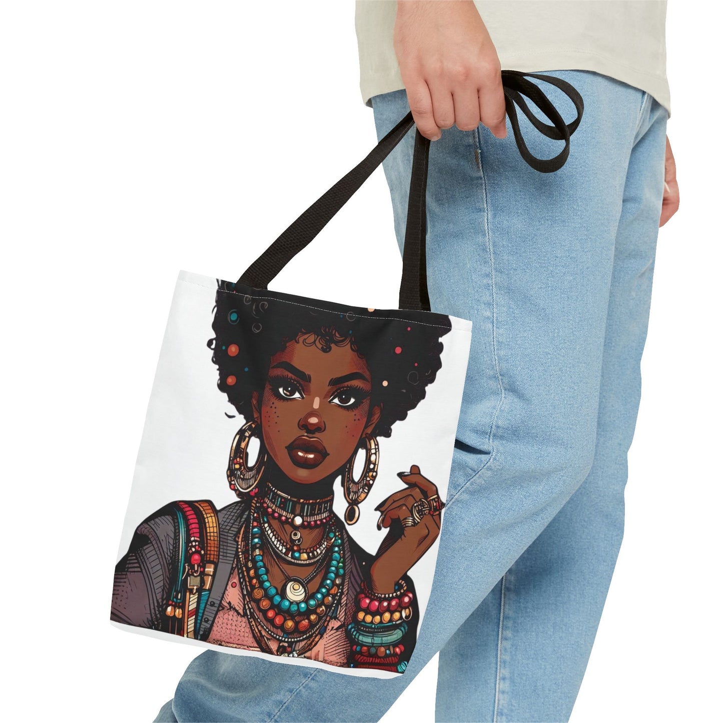 Boho Chic Tote Bag - Afrocentric Art Design, Perfect for Everyday Use & Gifts