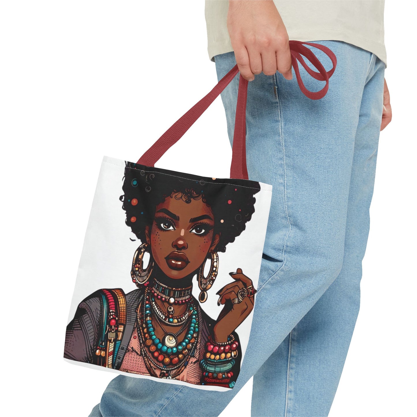 Boho Chic Tote Bag - Afrocentric Art Design, Perfect for Everyday Use & Gifts