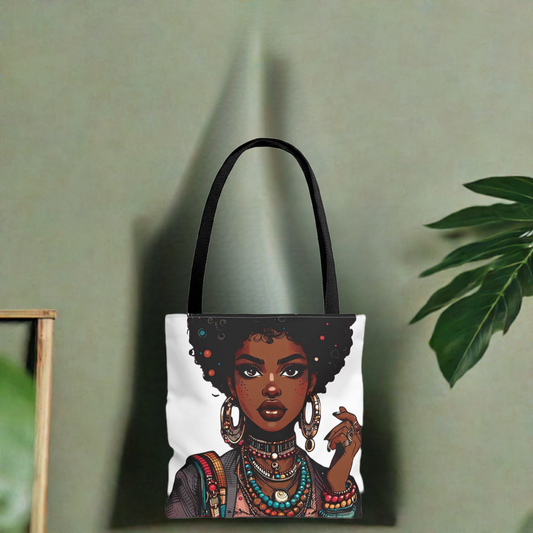 Boho Chic Tote Bag - Afrocentric Art Design, Perfect for Everyday Use & Gifts