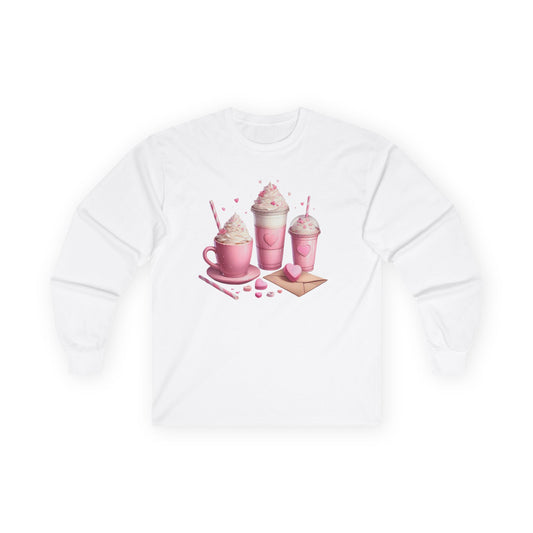 Pink Coffee Mugs Unisex Long Sleeve Tee